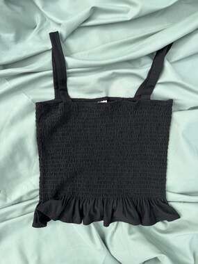 H&M Black Smocked Peplum Camisole Top